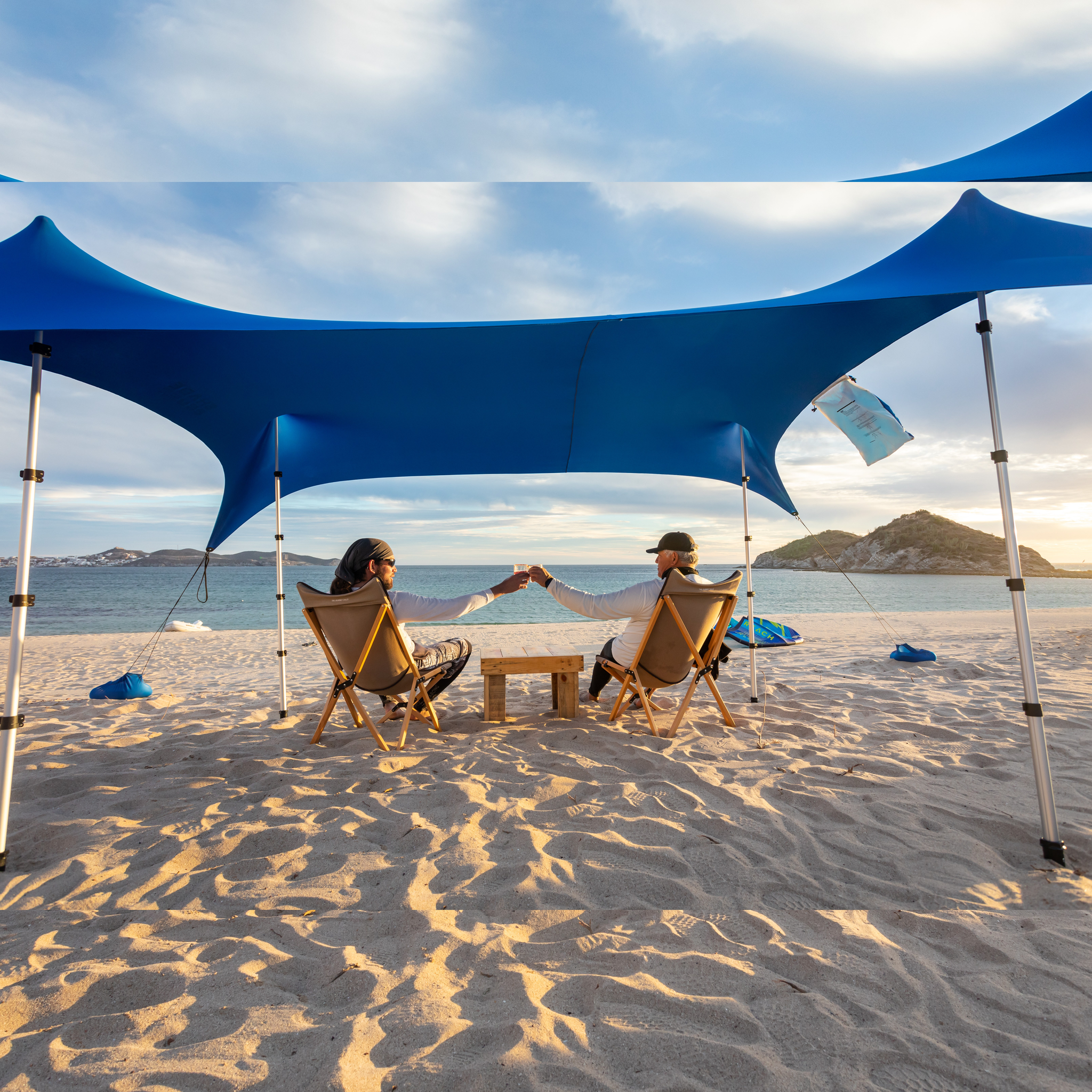 sand tents Shadeeco 2 Post Nomad Beach Sun Shade, (8.5FTx9FT) / Shoulder Bag
